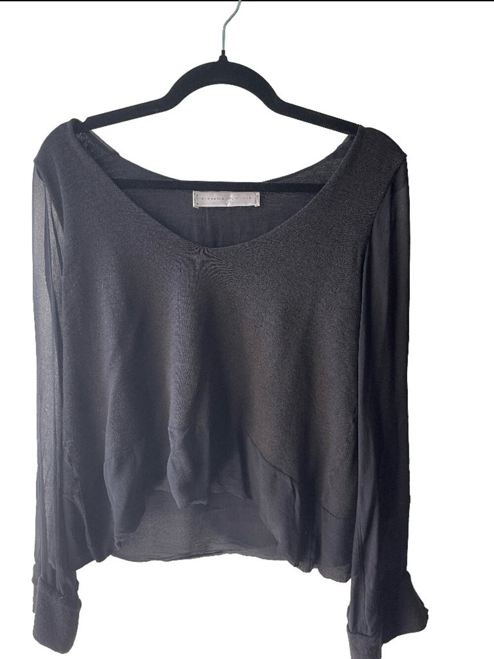 VIviana Uchitel Sheer Sleeve Wool Top